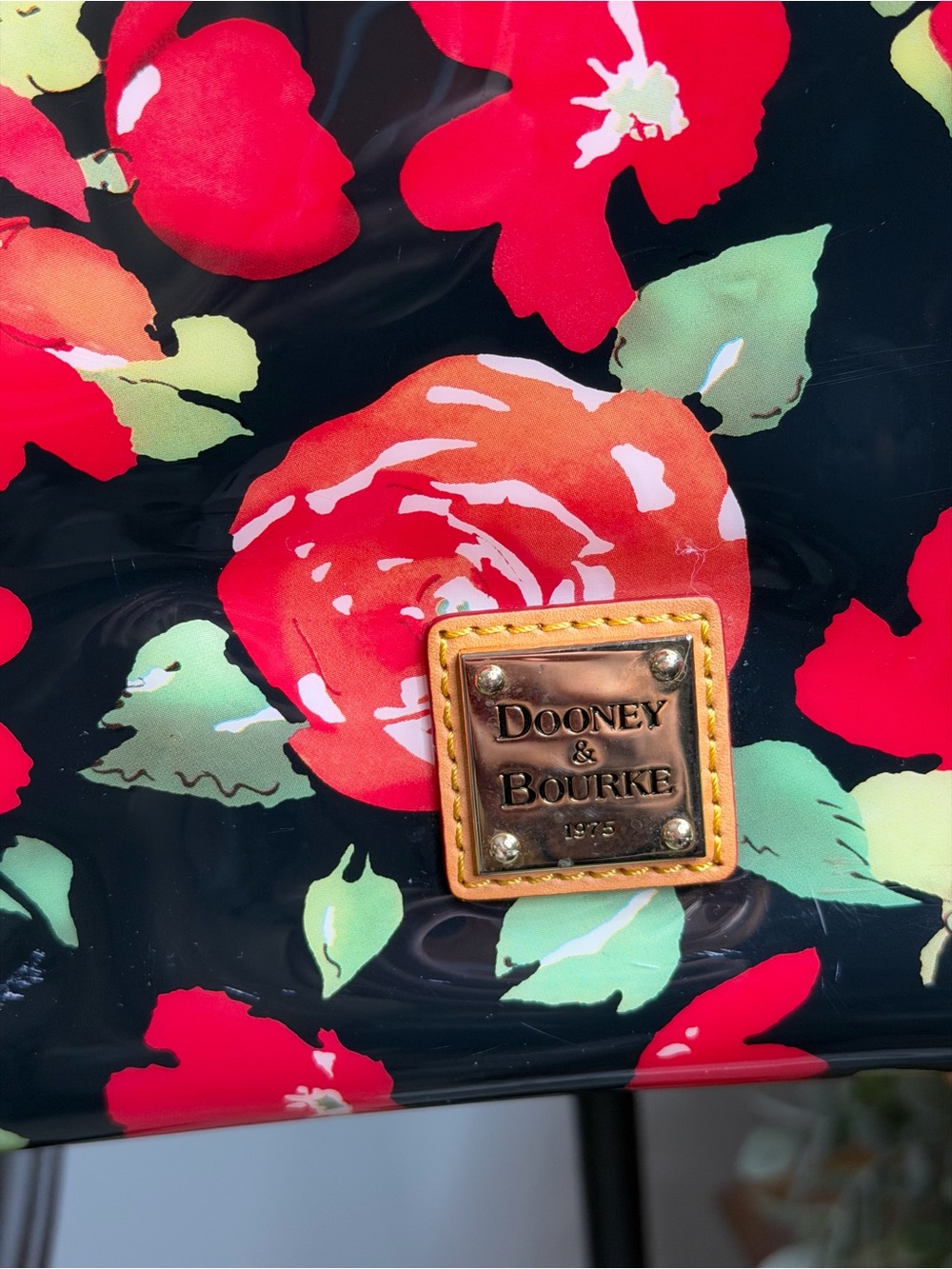 Dooney & Bourke Black and Red Floral Tote - Picture 3 of 7